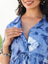 Blue Pure Cotton Tie & Dye Gathered Maternity Dress